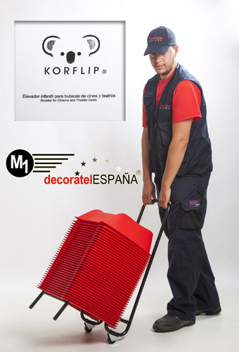 Alzadores infantiles Korflip para butacas de cine - Elevadores para butacas de teatro Korwin